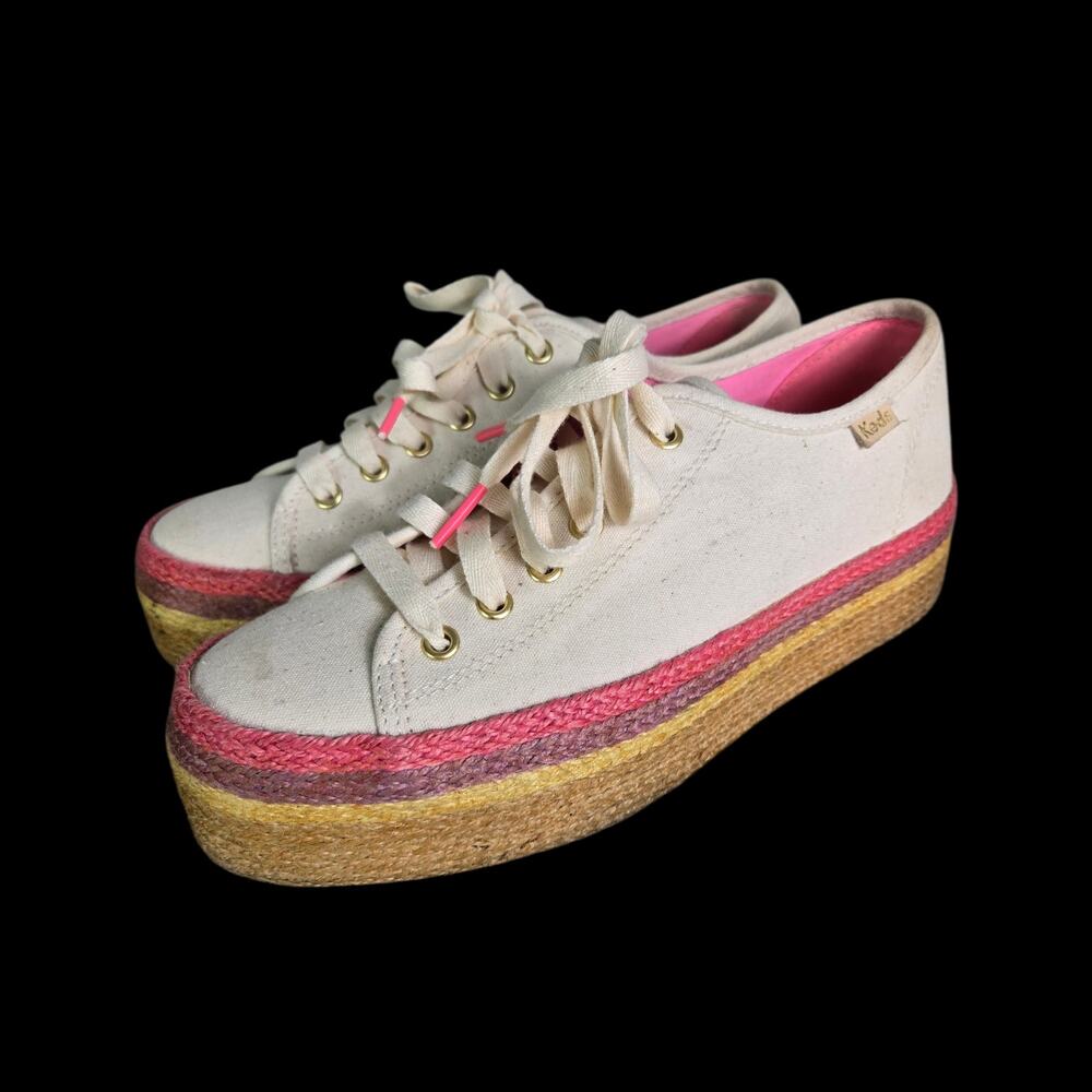 Keds Kate Spade Triple Up Platform Sneaker Cream Natural Jute Espadrille Low 7
